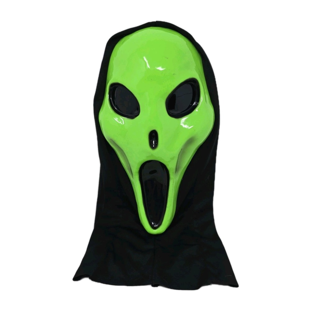 Alien Spawn Halloween Adult Mask Scary‎ Costume Green Face and Black Hooded
